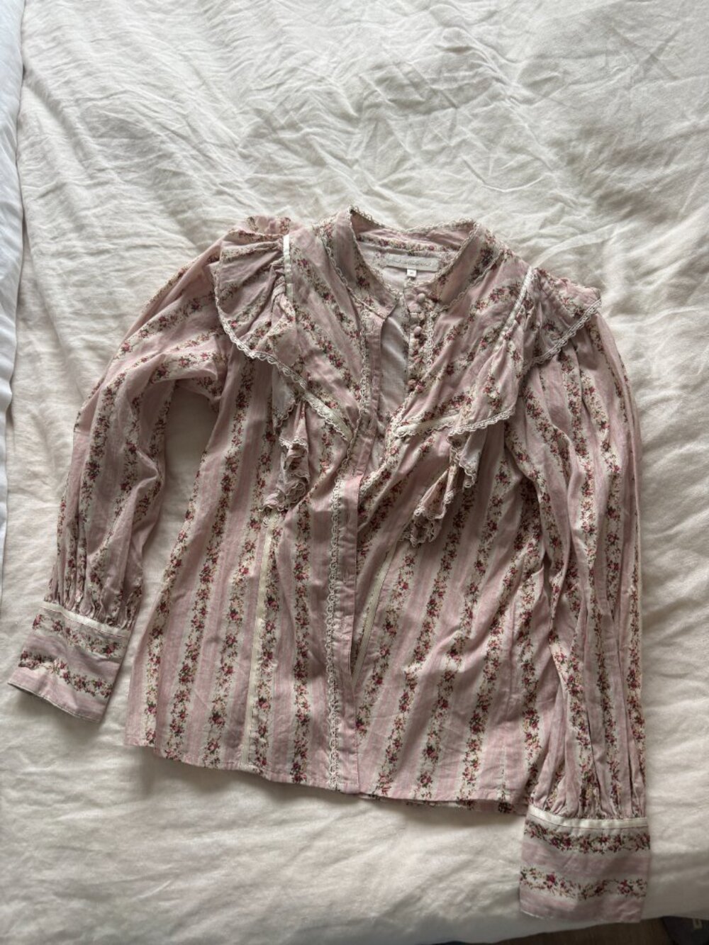 LoveShackFancy  Printed Mock Neck Blouse